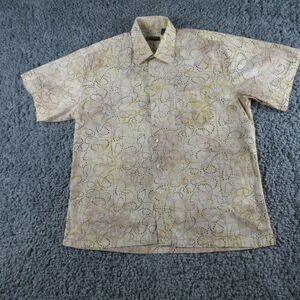 Marcello Sport Shirt Mens XL Beige Tan Geometric Short Sleeve Button Up